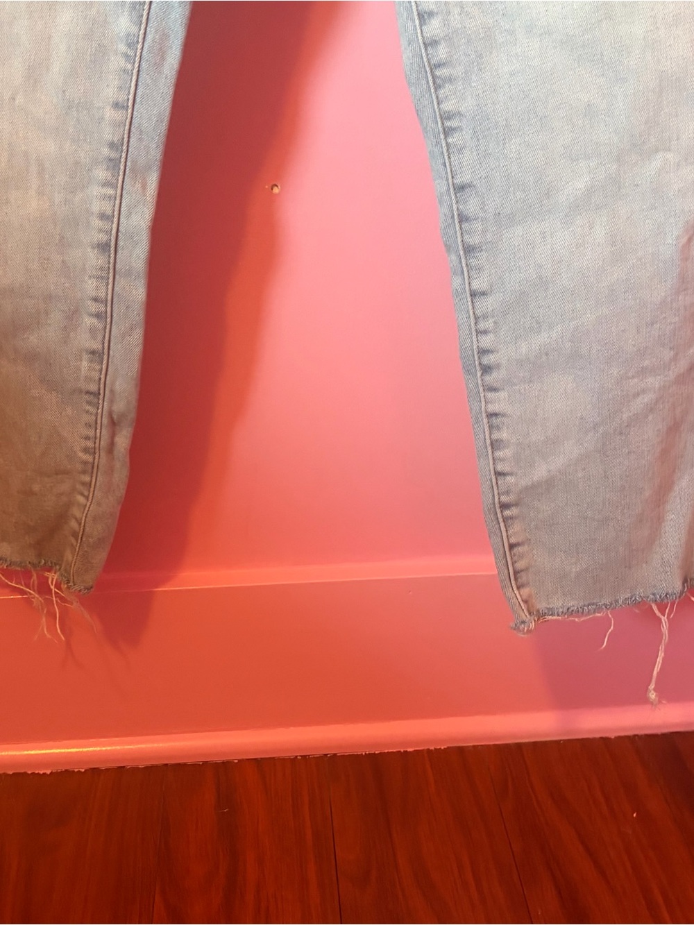 madewell high rise slim crop boyjean size 34 distressed hem light wash - Picture 2 of 4